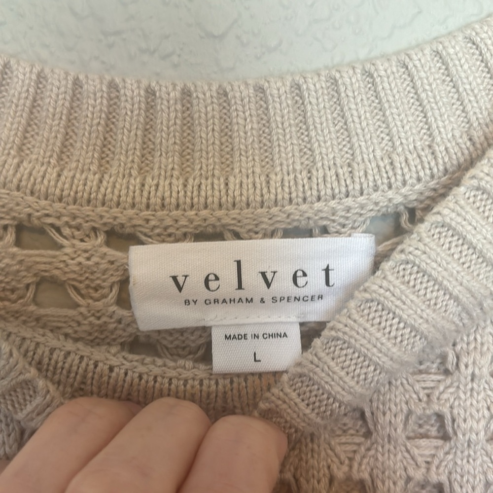 Sammie Mesh Knit Crew Neck Sweater in Dune size Large he - Picture 5 of 12